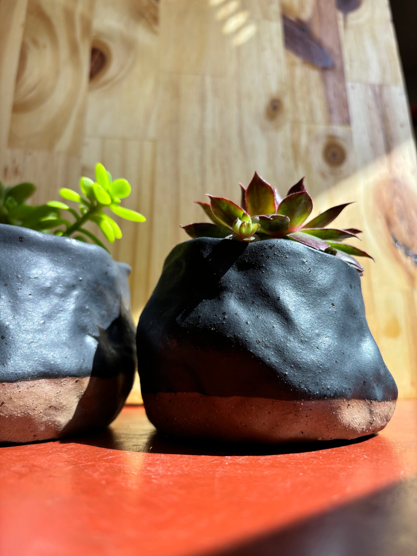 Planter in Speckled Black Satin