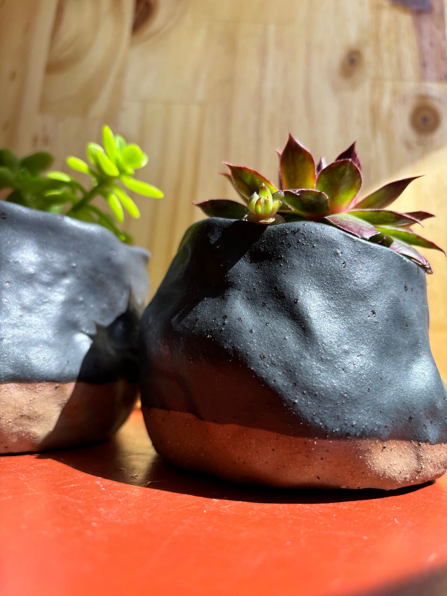 Planter in Speckled Black Satin